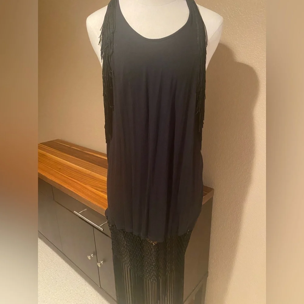 Free People Black Fringe Maxi Dress